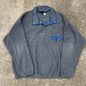 90s Patagonia Synchilla USA Charcoal Fleece with Navy Accents